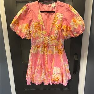 HEMANT & NANDITA Vibrant Pink and Orange Mini Dress